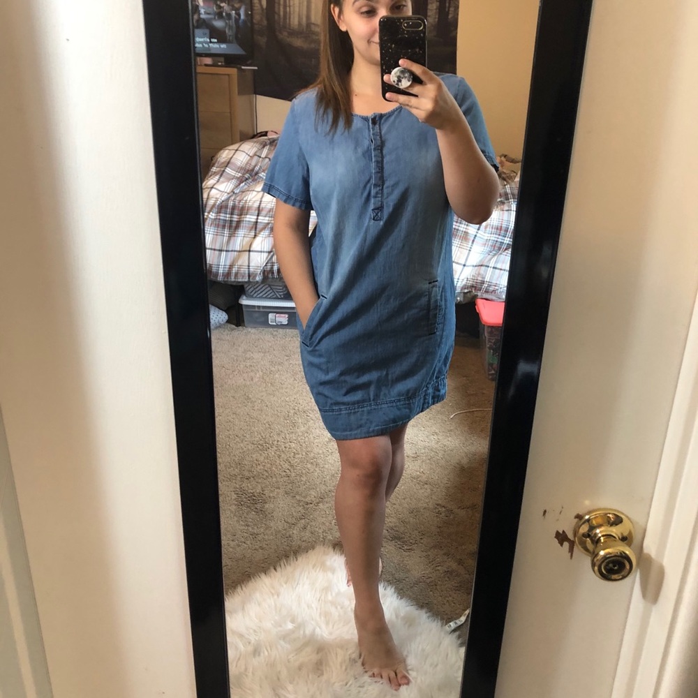 Fat Face Chambray Denim Mini Dress Sz 12
